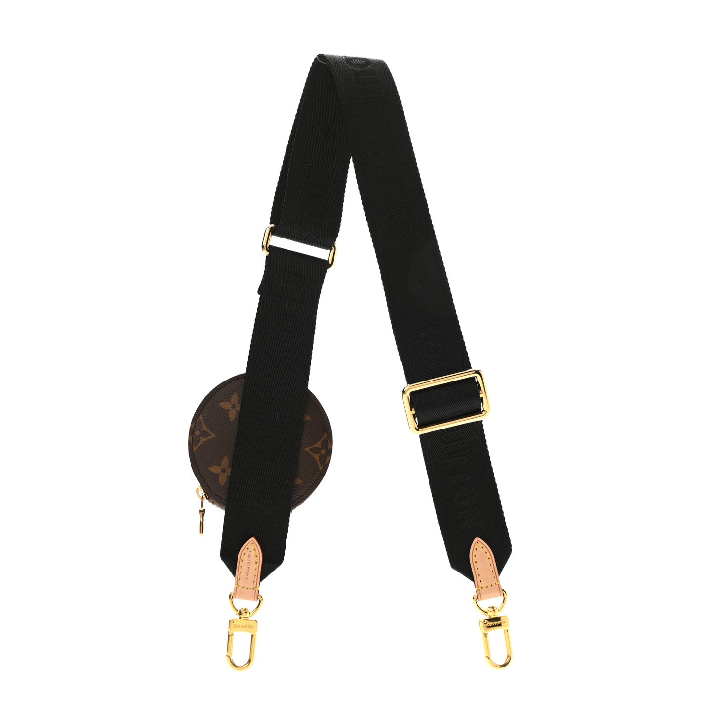 Nylon Monogram Strap with Coin Purse Black