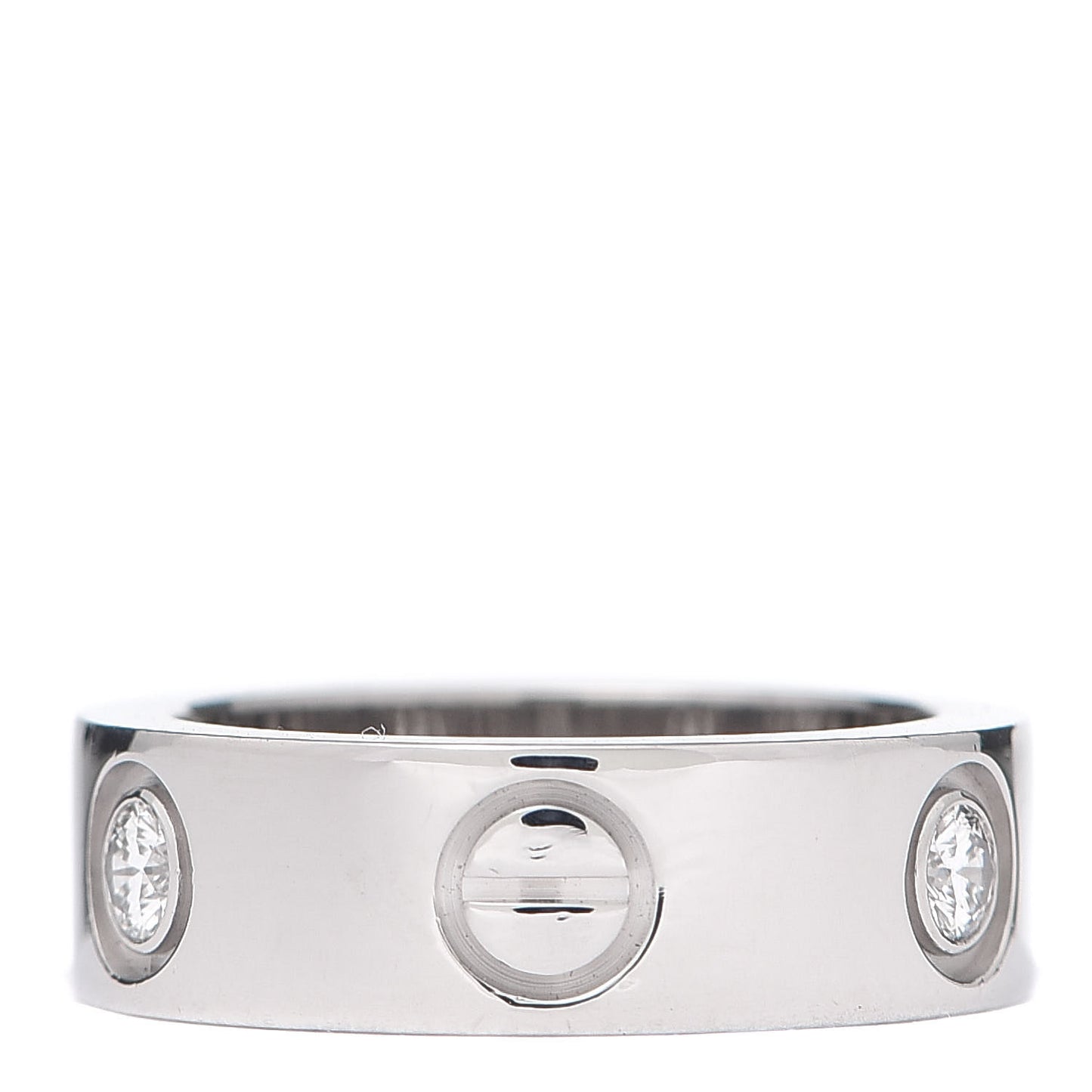 18K White Gold 3 Diamond 5.5mm LOVE Ring 46 3.75