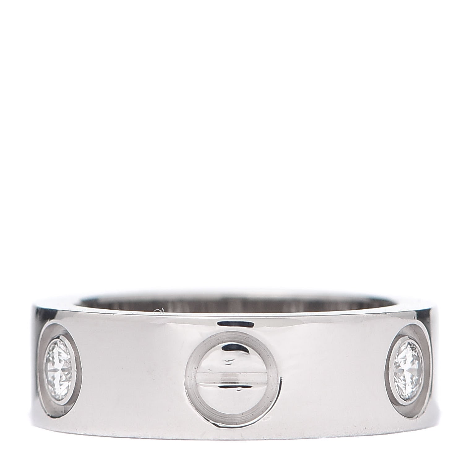 Cartier 18K White Gold 3 Diamond 5.5mm LOVE Ring 46 3.75 3 of 5