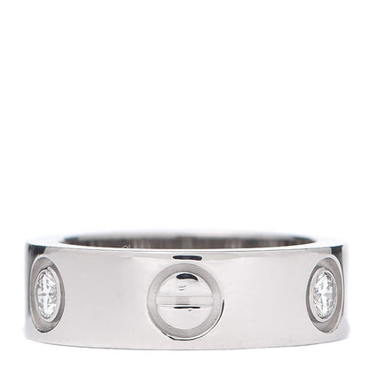 Cartier 18K White Gold 3 Diamond 5.5mm LOVE Ring 46 3.75 3 of 5