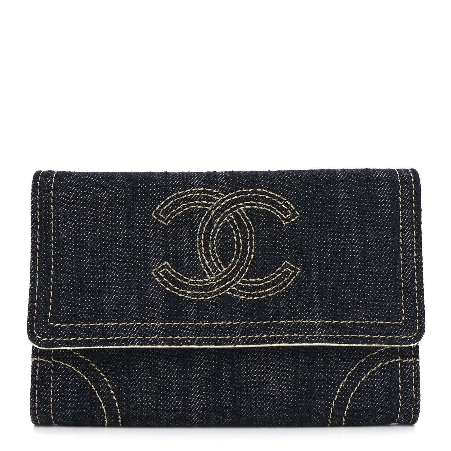 Denim CC Flap Wallet Blue