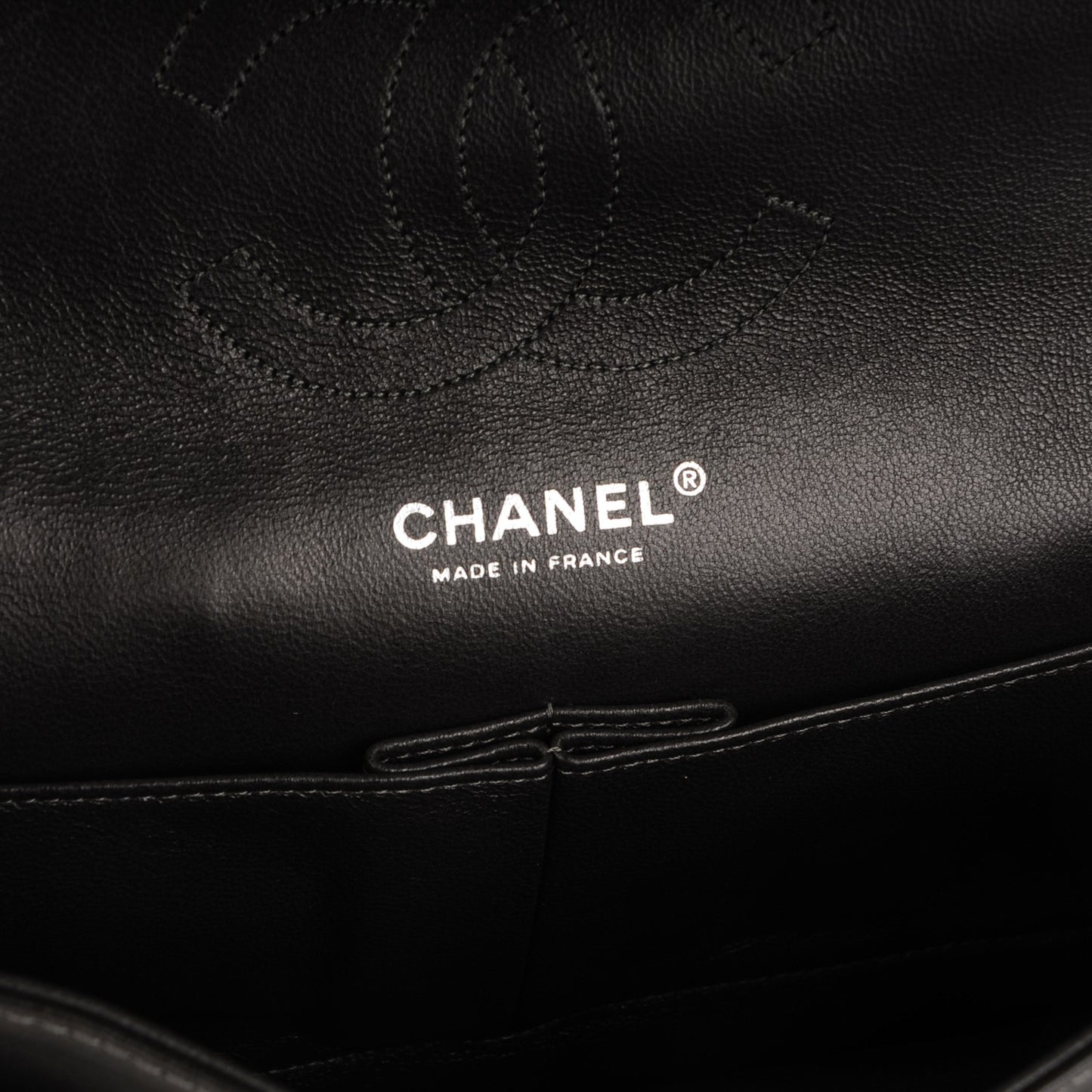 Patent Quilted Medium Double Flap Dark Green