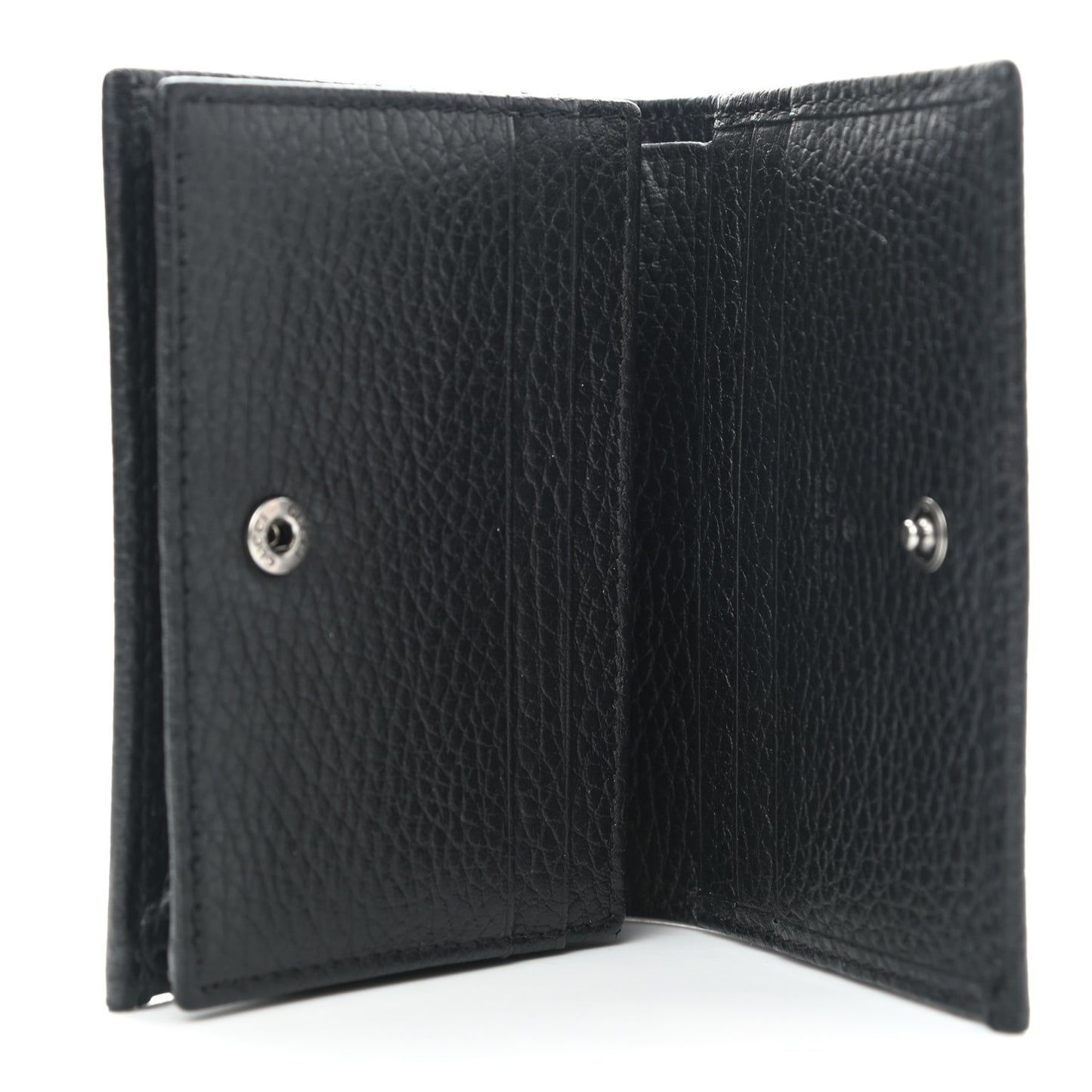 Dollar Calfskin Enamel Monochrome GG Marmont Card Case Black