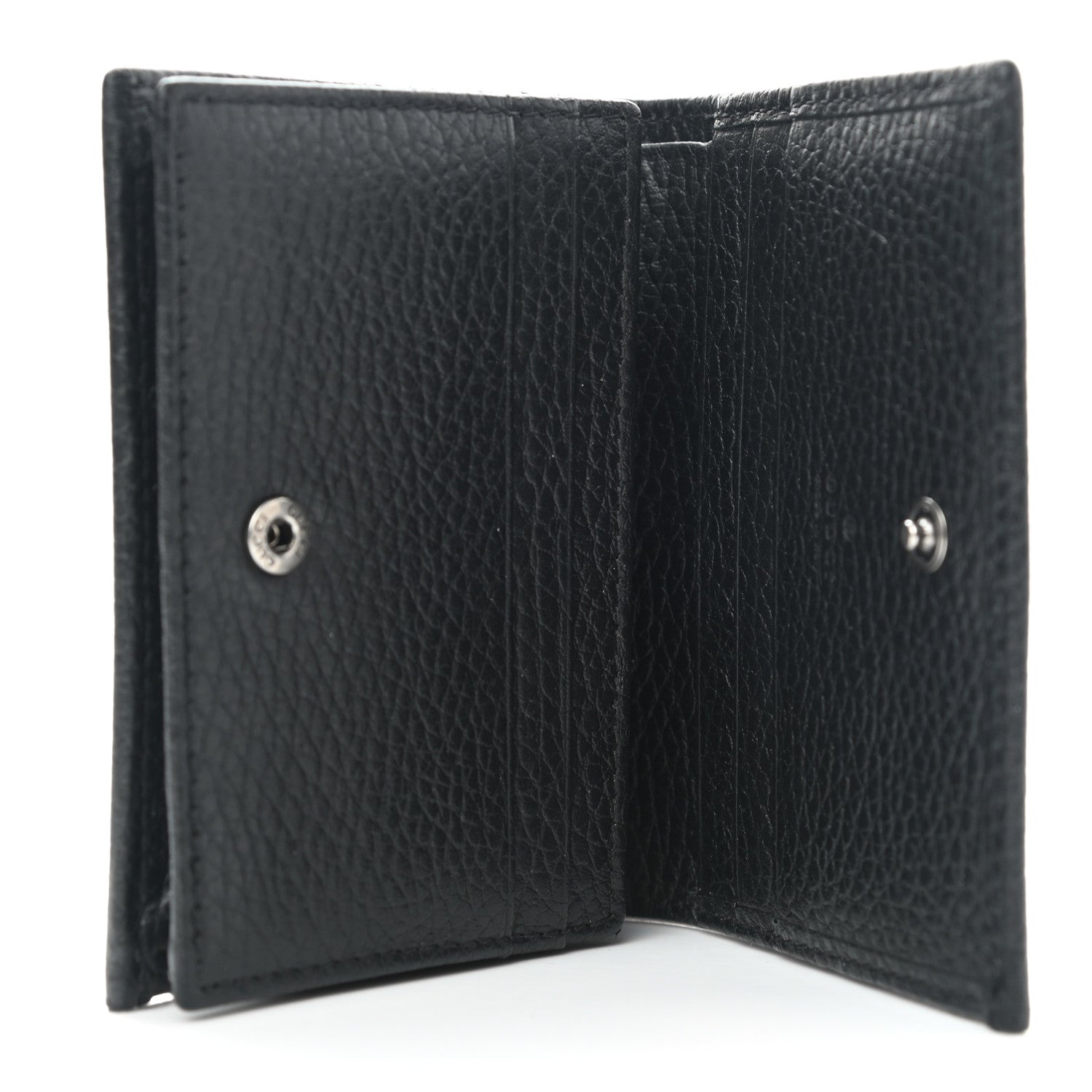 Gucci Dollar Calfskin Enamel Monochrome GG Marmont Card Case Black 5 of 7