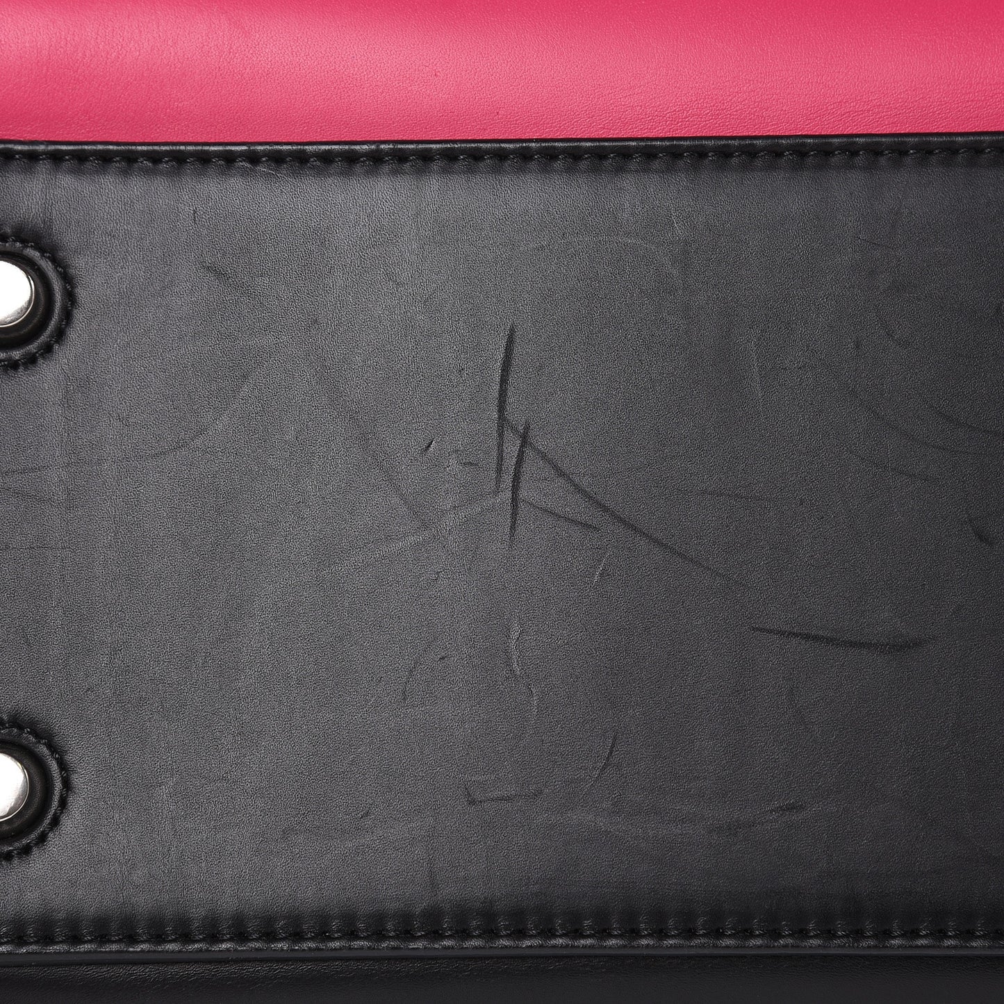 Smooth Calfskin Small Tri-Color Edge Shoulder Bag Fushia