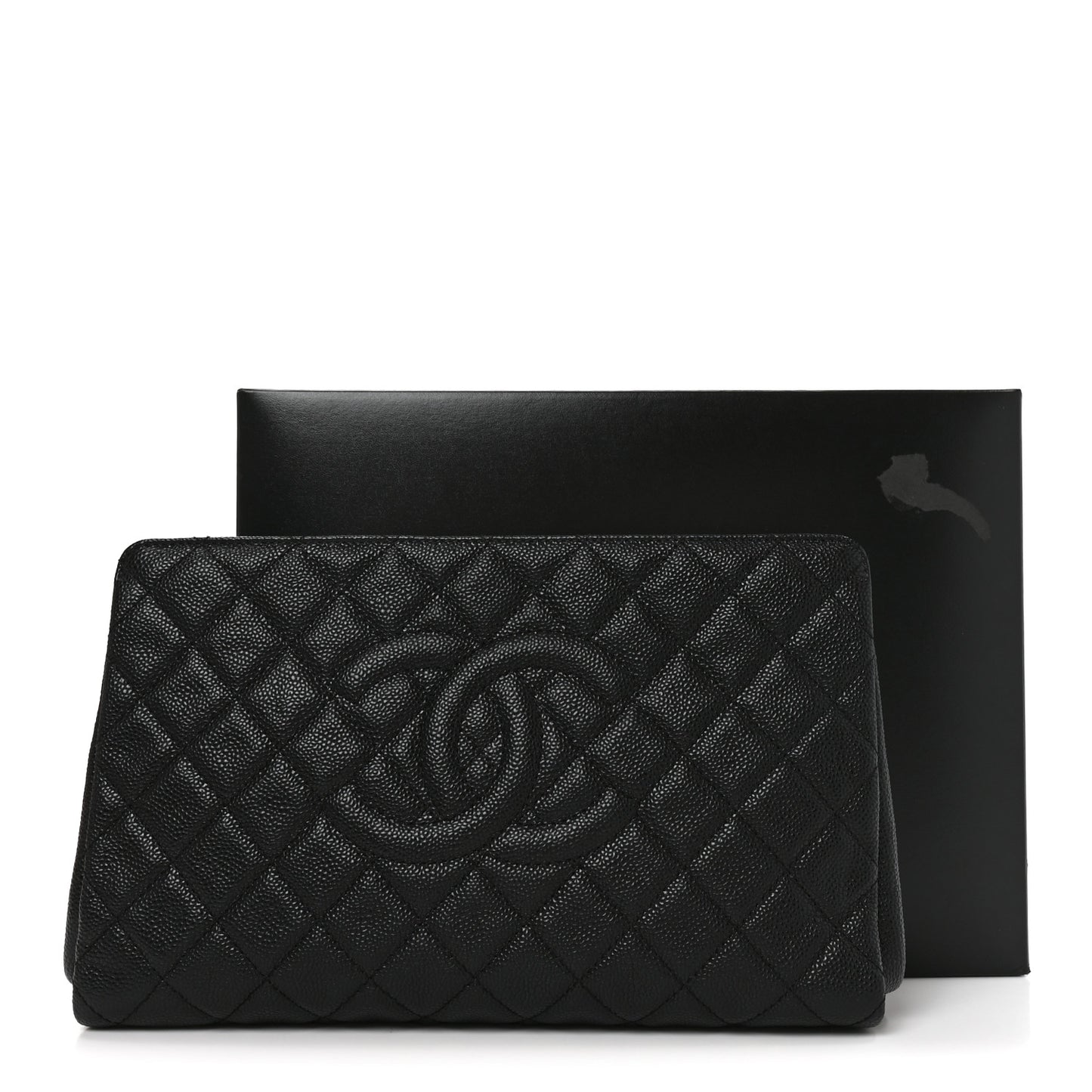 Caviar Quilted CC Large Clutch Black
