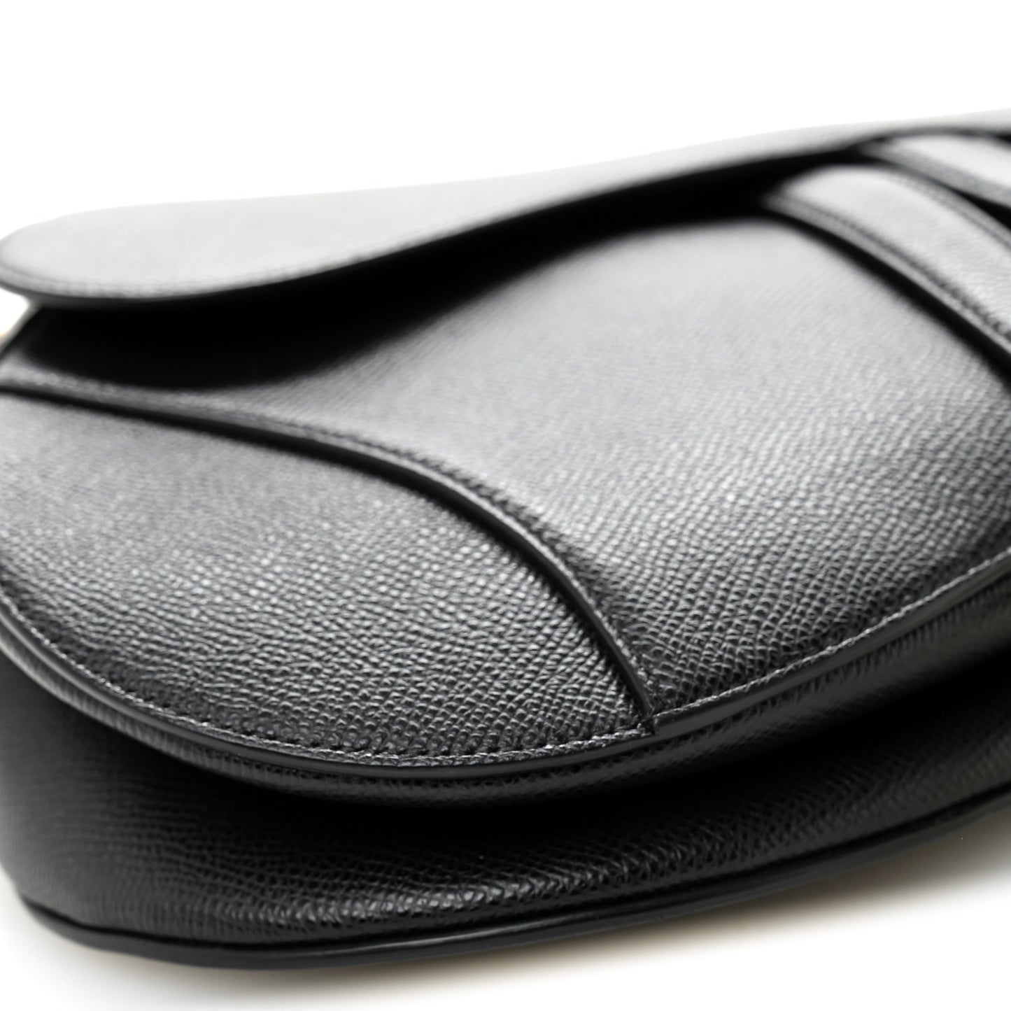 Grained Calfskin Saddle Bag Black