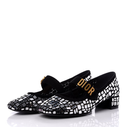 Christian Dior Mesh Embroidered Mirror Baby-D Ballet Pumps 38.5 Black 4 of 7