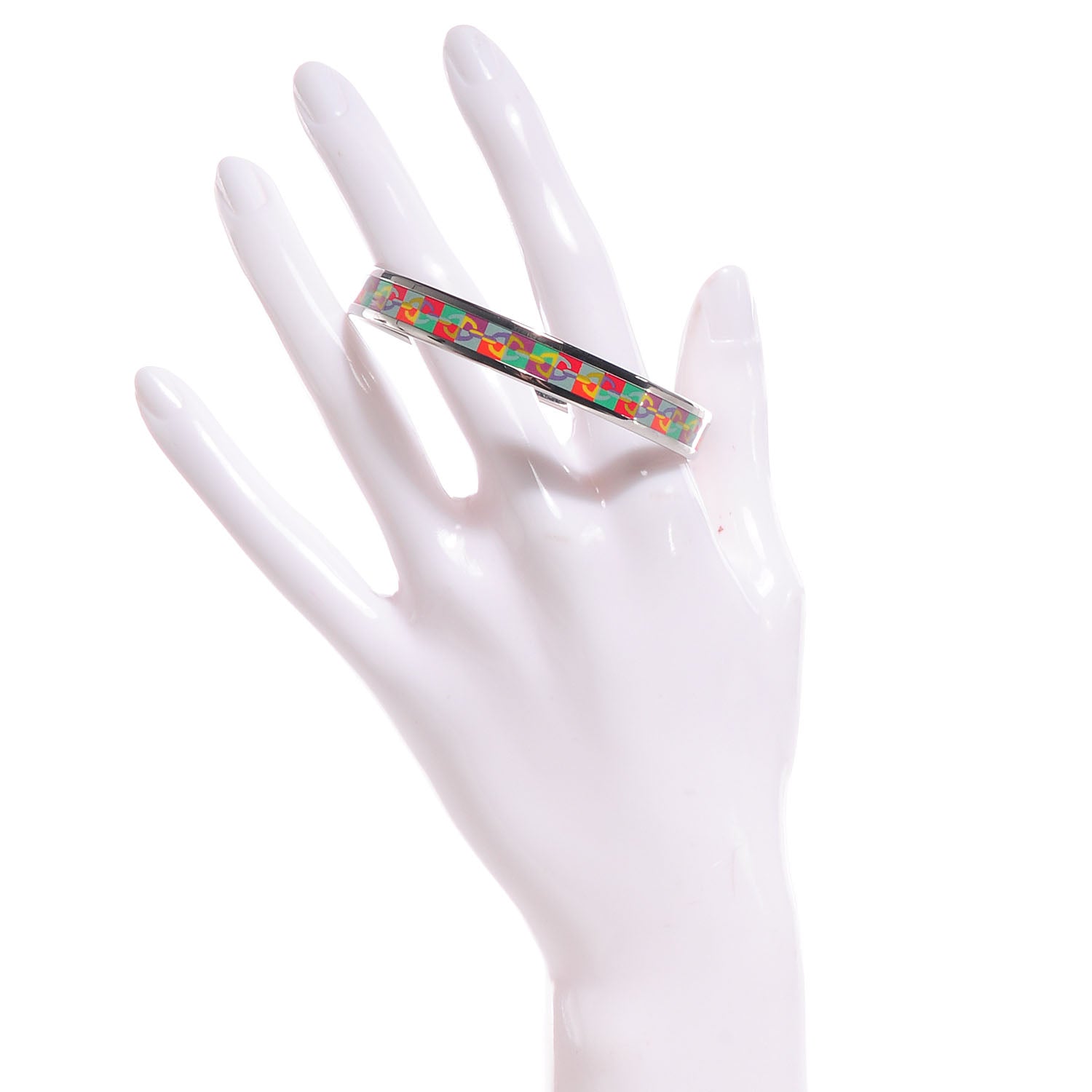 Hermes Enamel Narrow Printed Optique Chaine D'Ancre Bracelet 62 2 of 5
