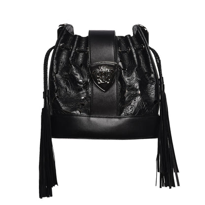 Versace Calfskin Laser Cut Drawstring Bag Black 1 of 9