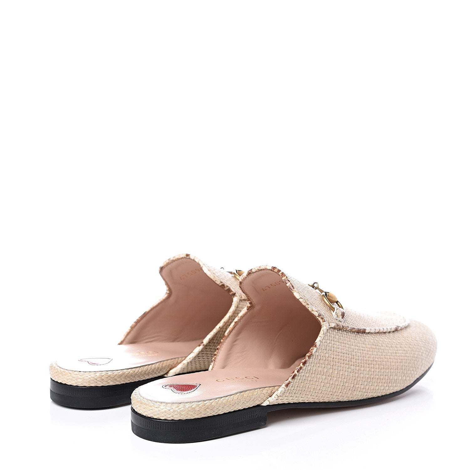 Gucci Straw Elaphe Womens Princetown Slippers 37.5 Natural 4 of 10