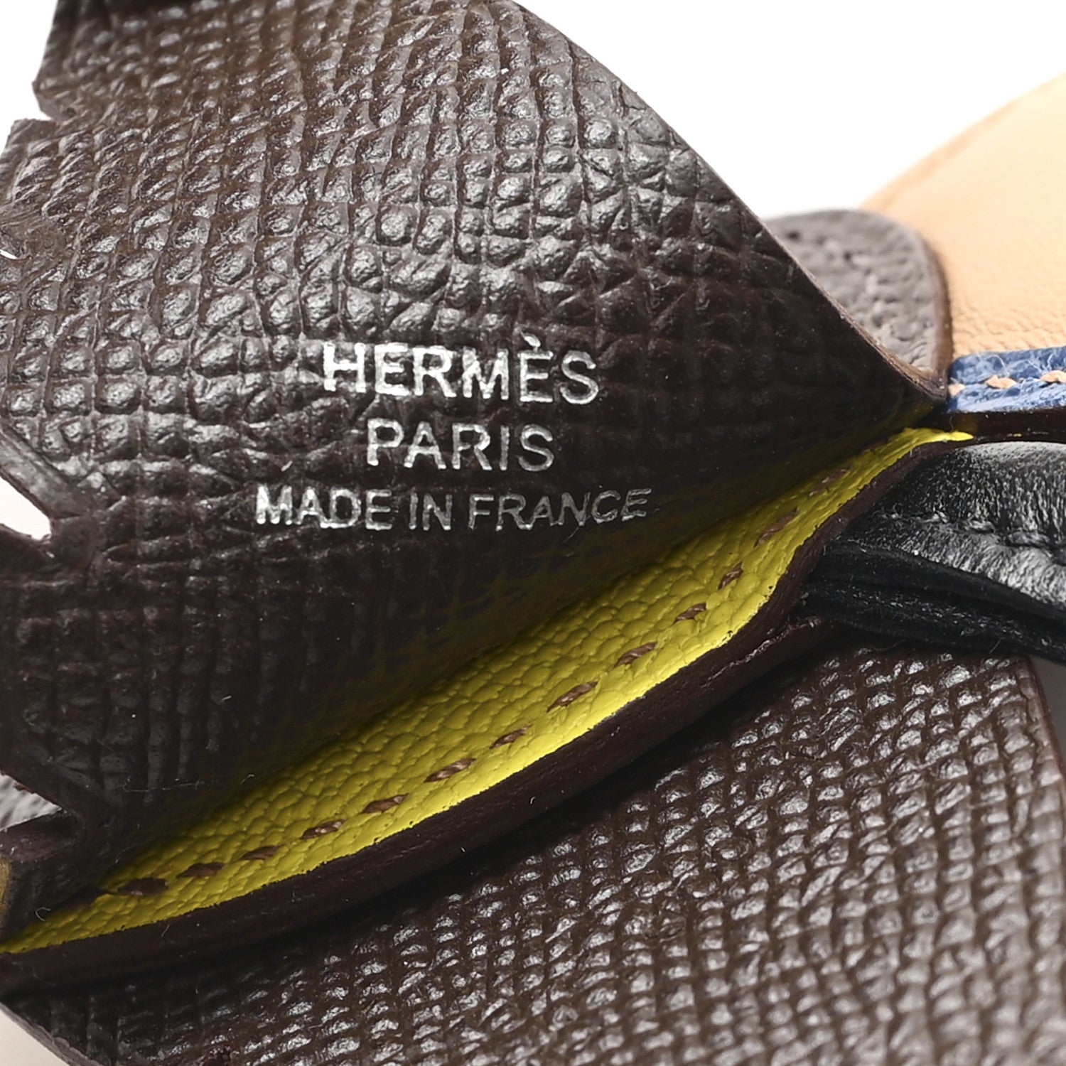 Hermes Epsom Swift Chevre Mysore Birdy Bag Charm Jaune Ambre Black Biscuit 3 of 5