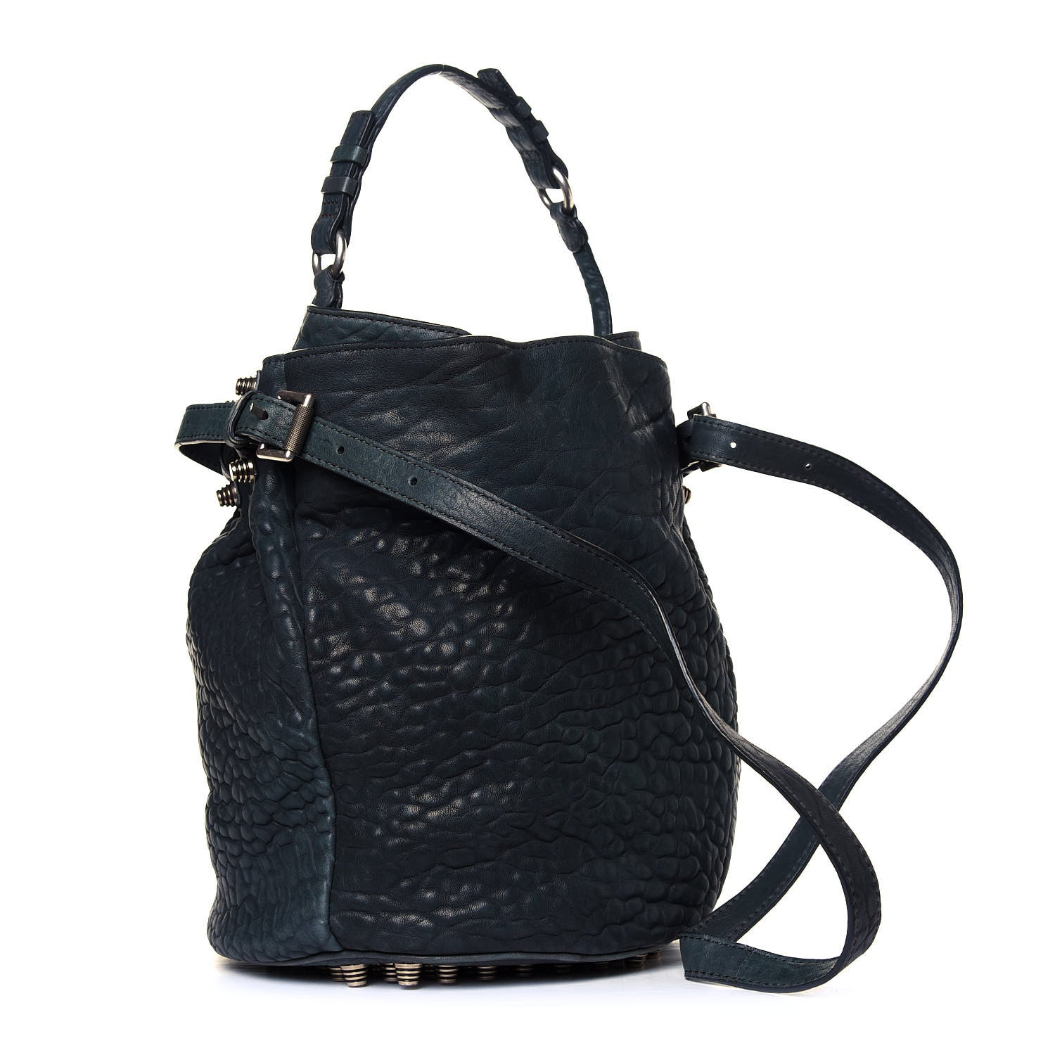 Alexander Wang Pebbled Lambskin Diego Bucket Bag Neptune Antique Brass Hardware 2 of 5