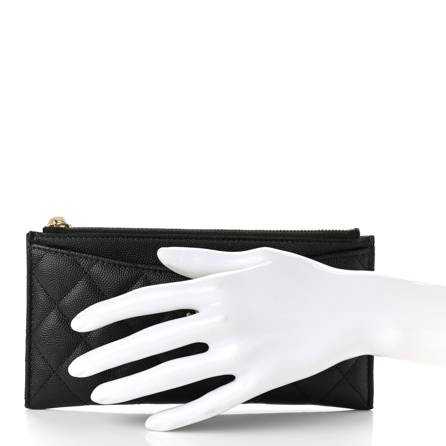 Caviar Quilted Classic Zip Pouch Black