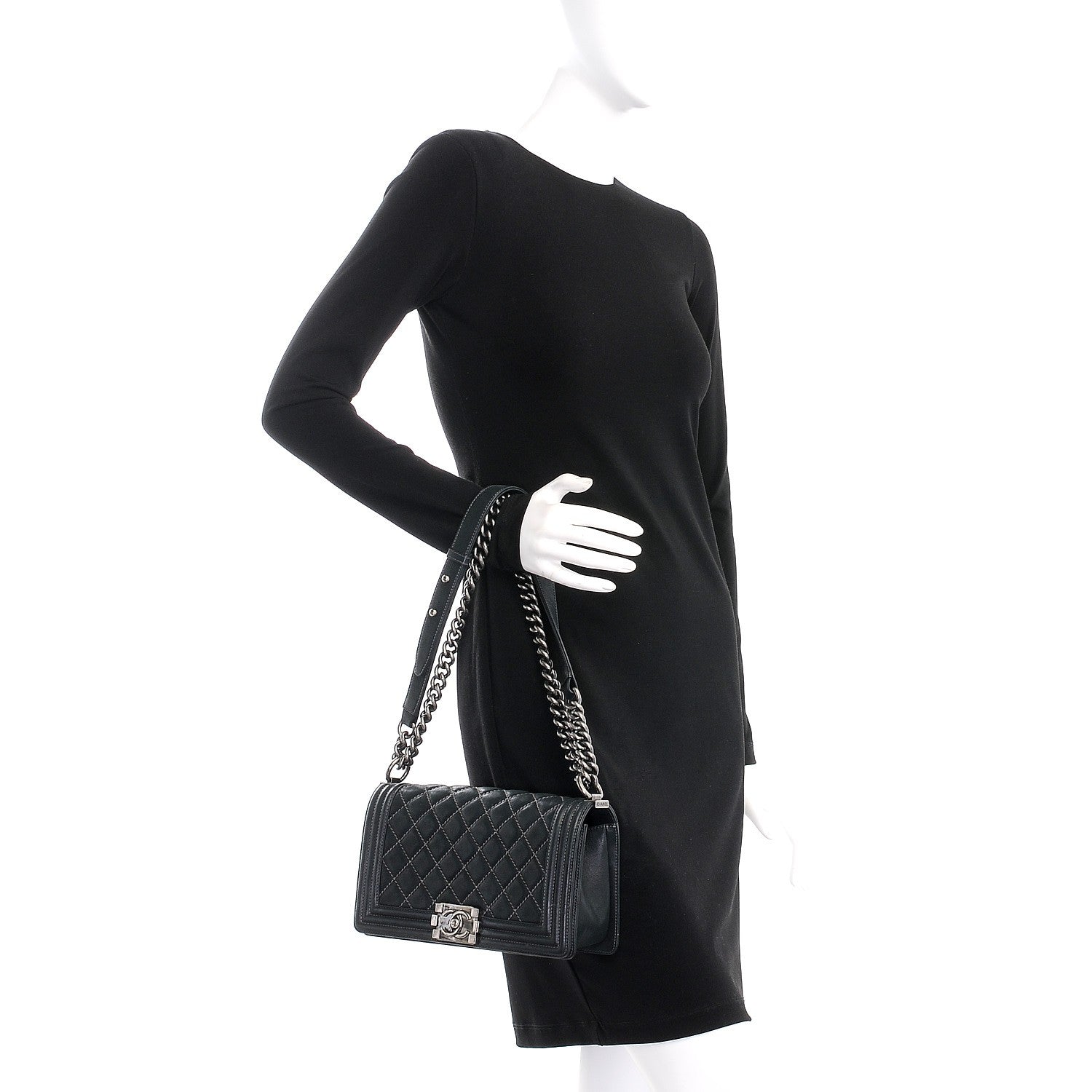 Chanel Suede Calfskin Quilted Medium Boy Flap Black 3 of 11