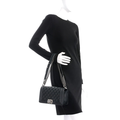 Chanel Suede Calfskin Quilted Medium Boy Flap Black 3 of 11