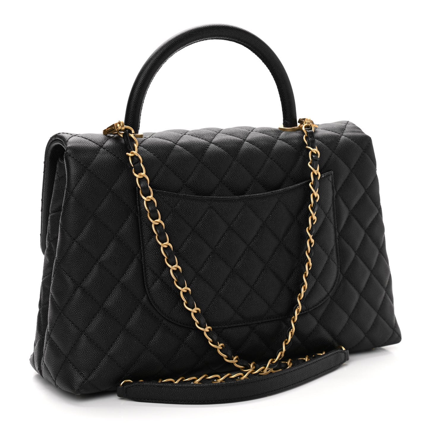 Caviar Quilted Medium Coco Handle Flap Black