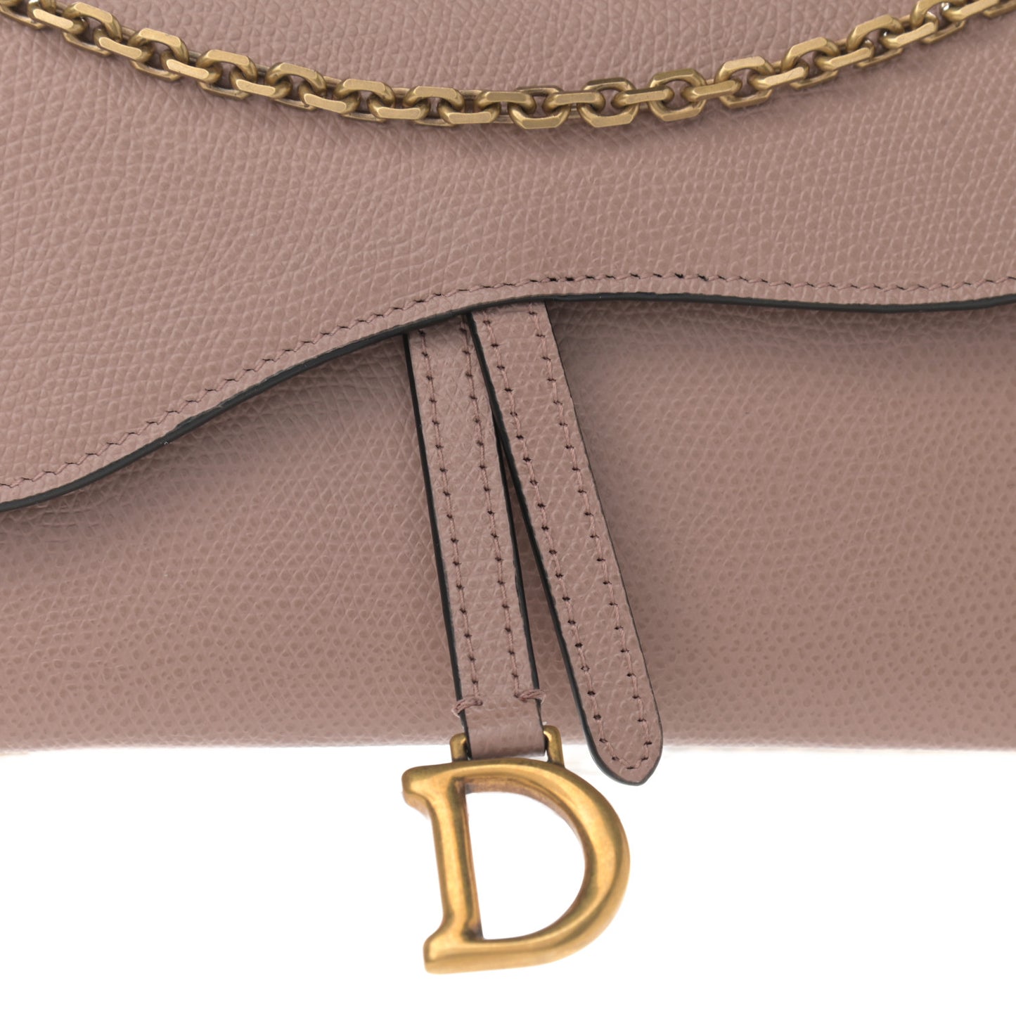 Grained Calfskin Saddle Chain Wallet Pouch Fard