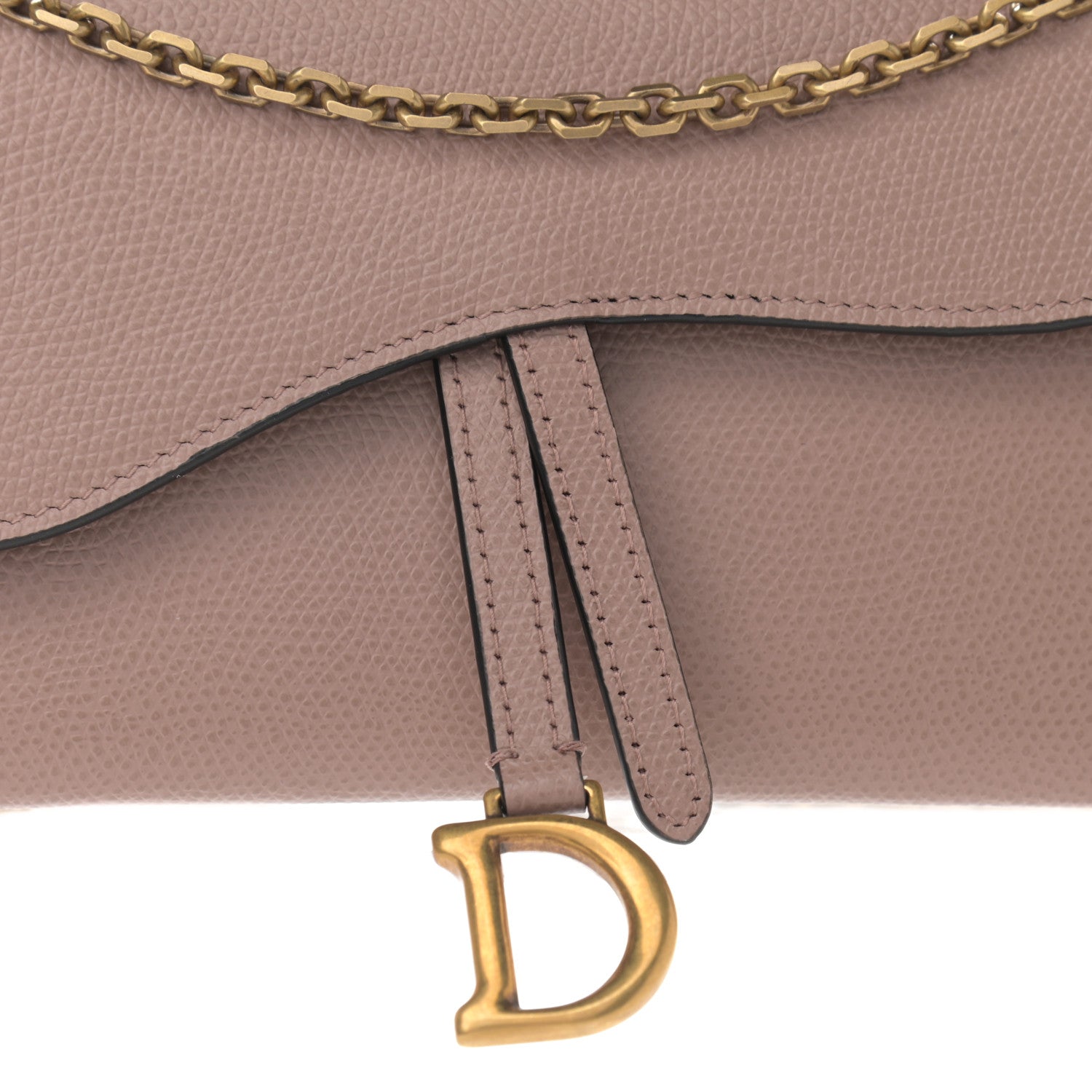 Christian Dior Grained Calfskin Saddle Chain Wallet Pouch Fard 8 of 11