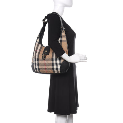 Burberry House Check Quilted Brook Hobo Black 2 of 10