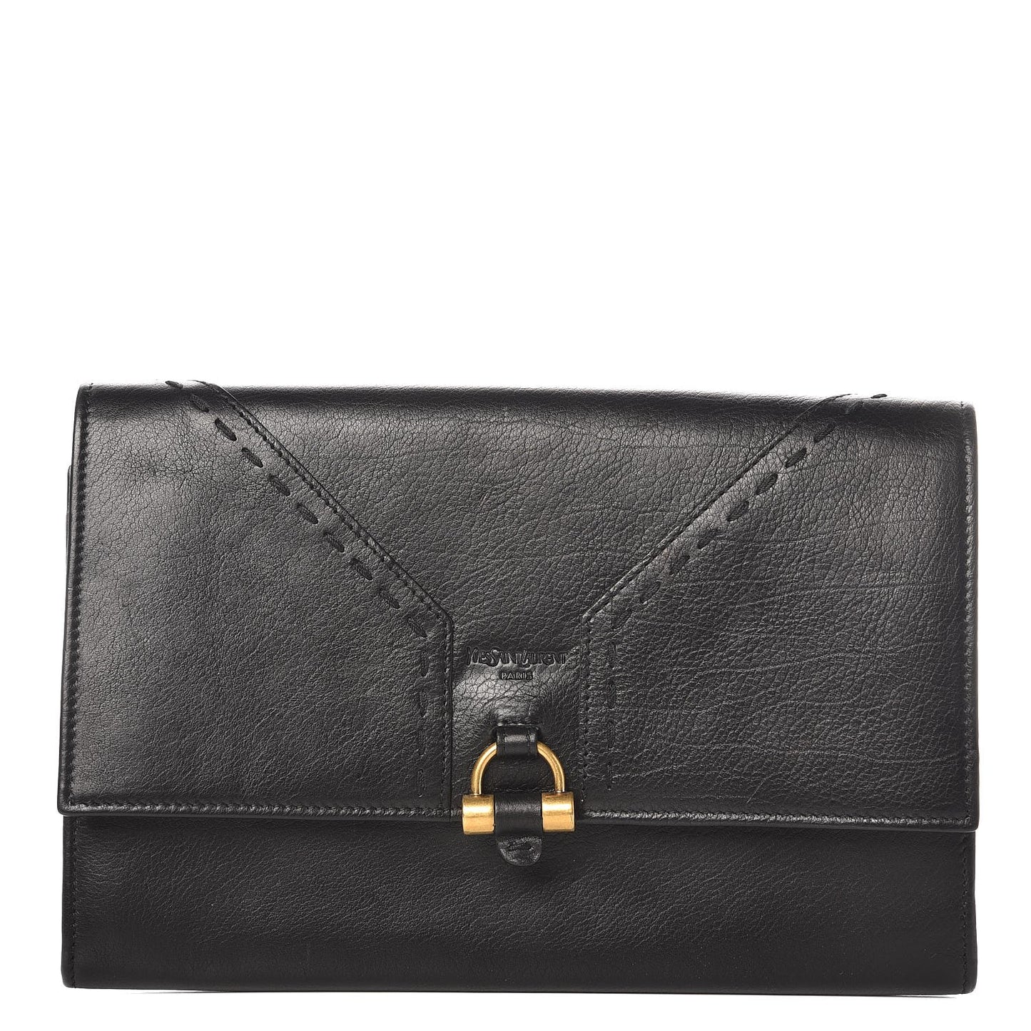 Calfskin Muse Zip Clutch Black