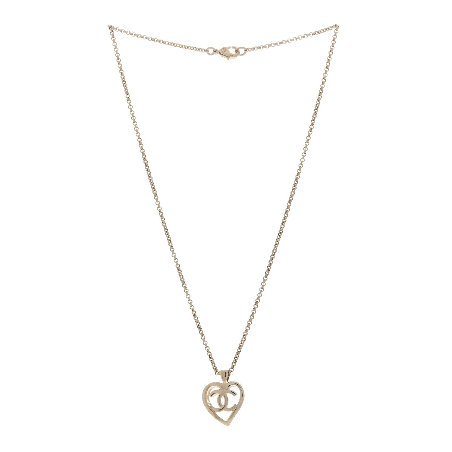 Chanel Metal CC Heart Coco Pendant Necklace Gold 2 of 3