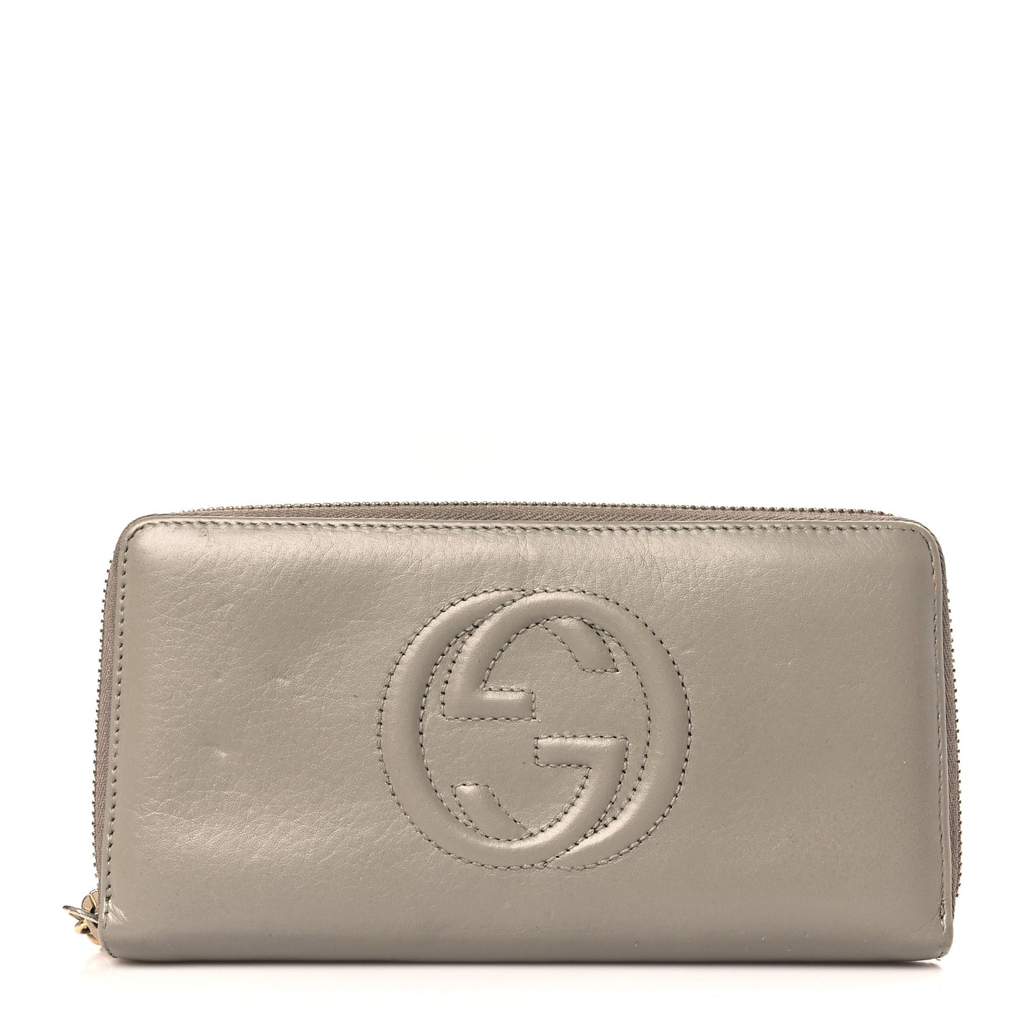 Calfskin Soho Zip Around Wallet Gray