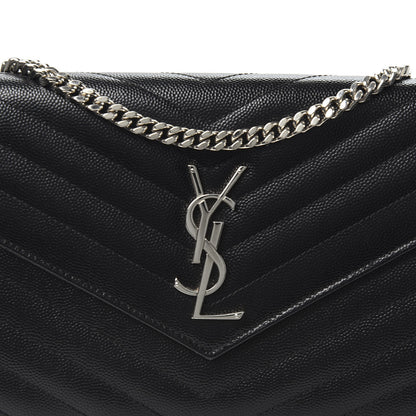 Saint Laurent Grain De Poudre Matelasse Chevron Monogram Chain Wallet Black 9 of 9