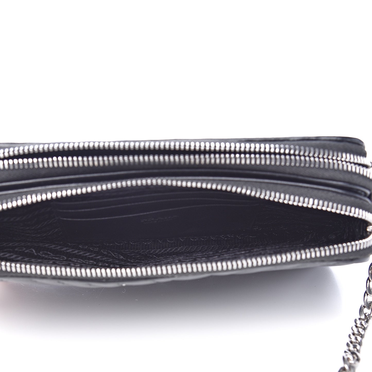 Nappa Impunture Diagramme Mini Double Zip Chain Crossbody Bag Black