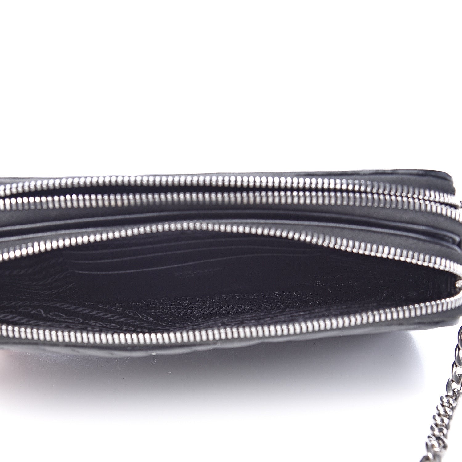 Prada Nappa Impunture Diagramme Mini Double Zip Chain Crossbody Bag Black 5 of 12