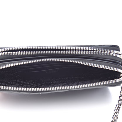 Prada Nappa Impunture Diagramme Mini Double Zip Chain Crossbody Bag Black 5 of 12
