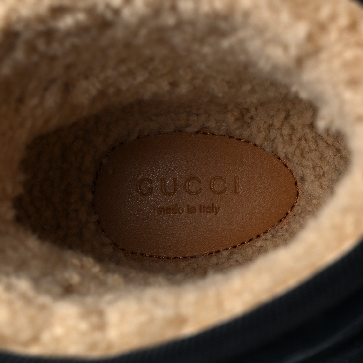 Gucci Suede Wool Womens Prestige Booties 36 Black Butterscotch 6 of 9
