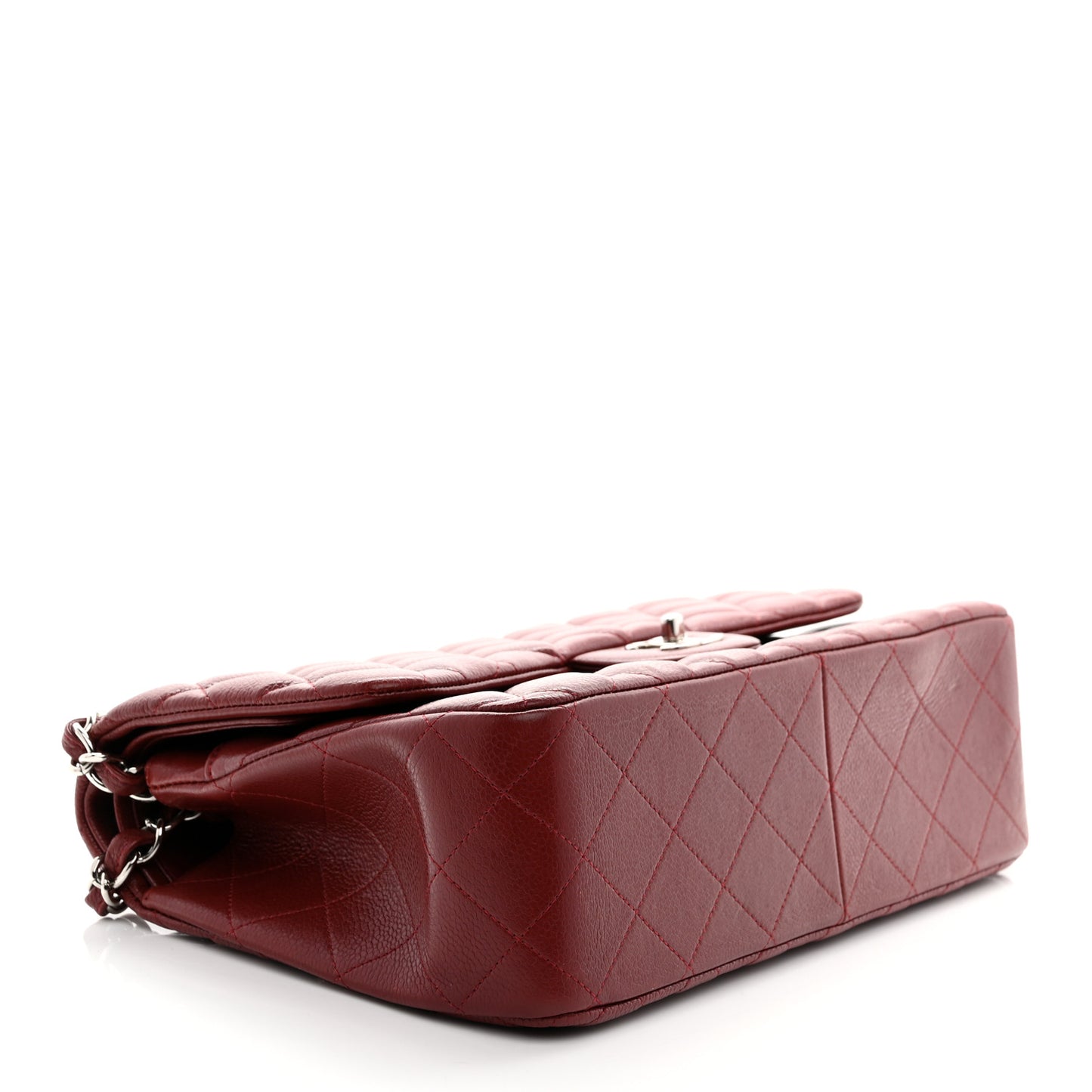 Caviar Quilted Jumbo Double Flap Dark Red