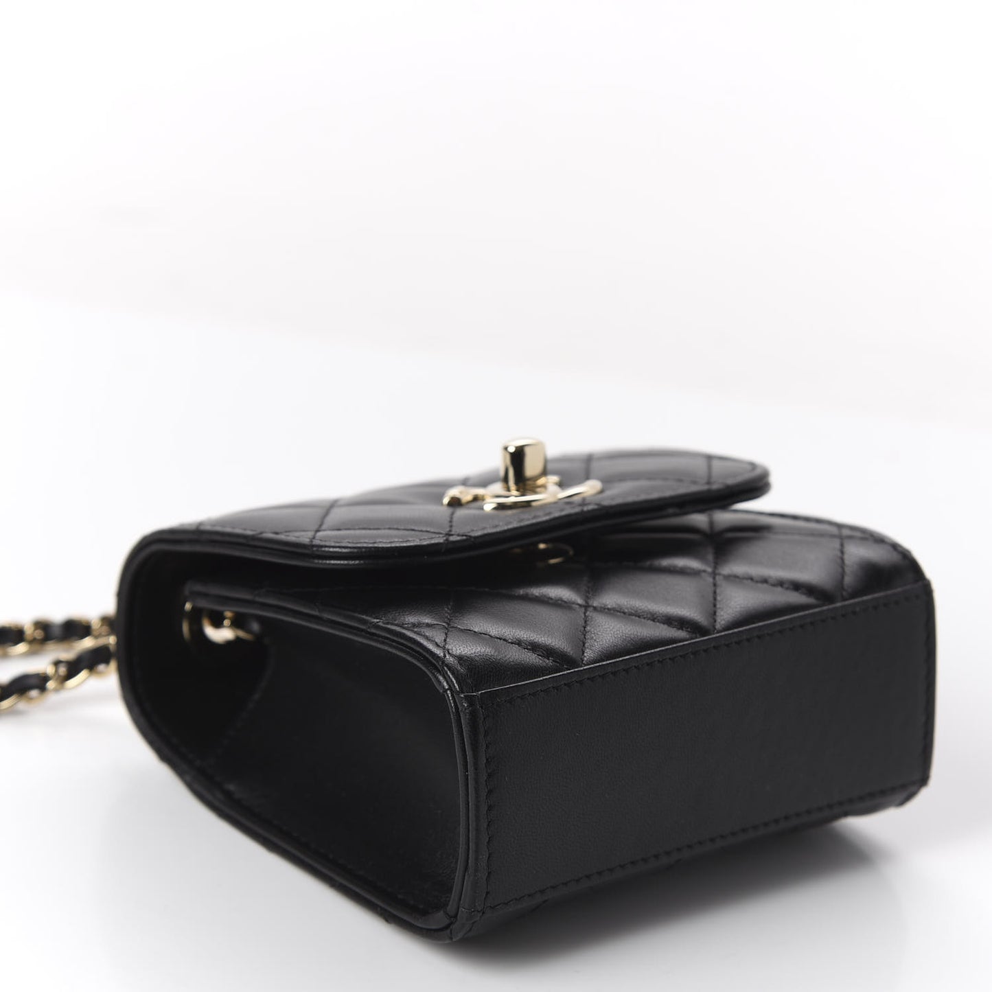 Lambskin Quilted Mini Trendy CC Chain Wallet Black