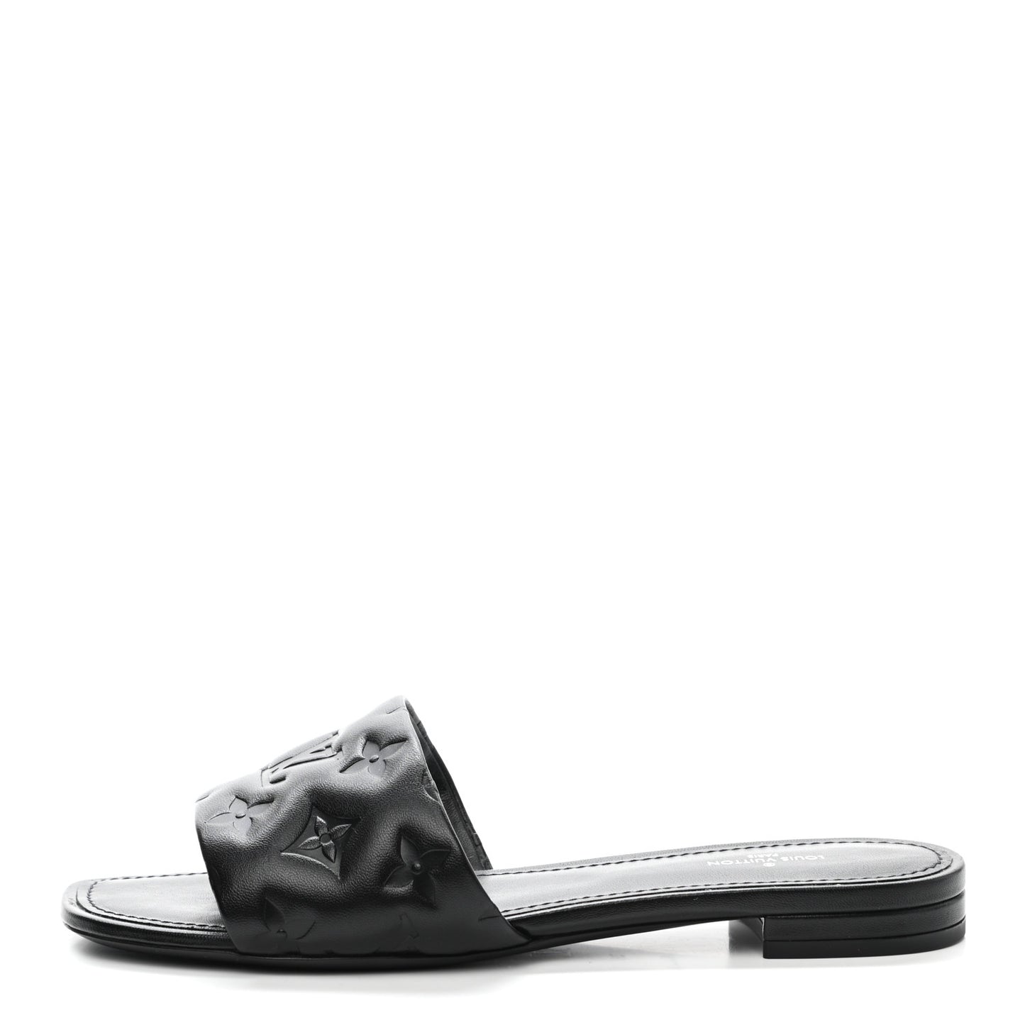 Lambskin Embossed Monogram Revival Flat Mules 38 Black