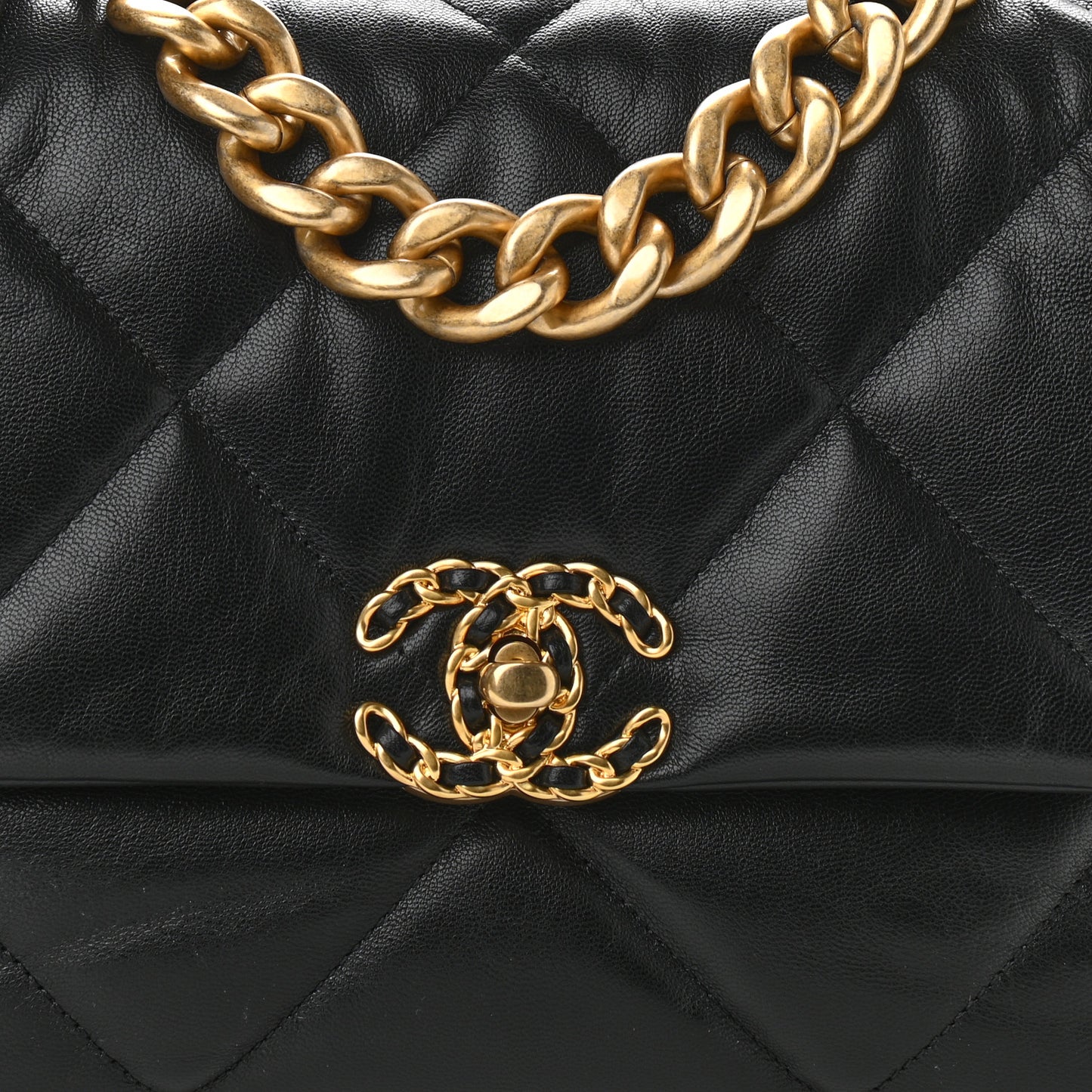 Goatskin Quilted Large Chanel 19 Flap Black