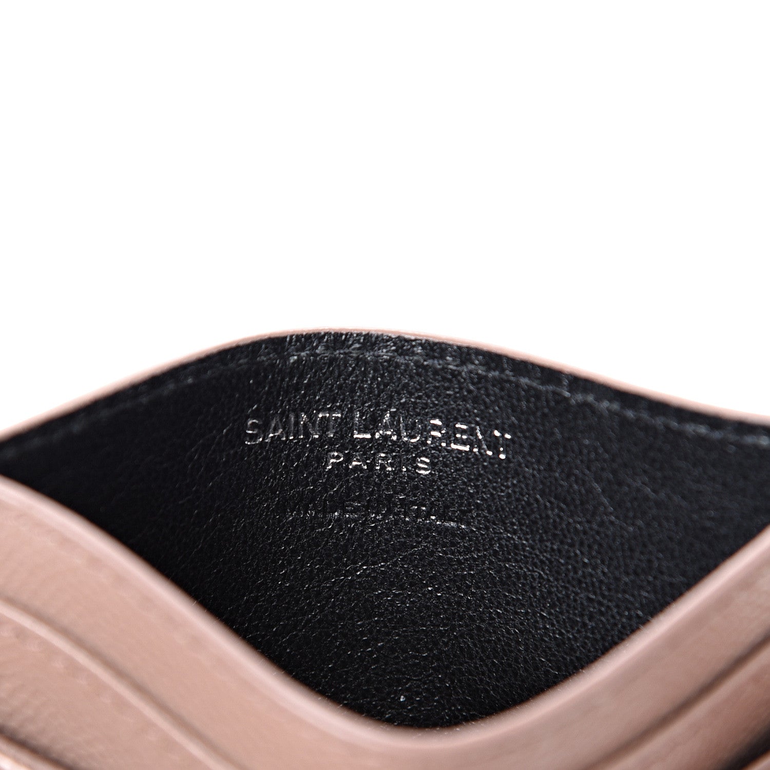 Saint Laurent Grain De Poudre Matelasse Chevron Monogram Credit Card Case Dark Beige 5 of 7