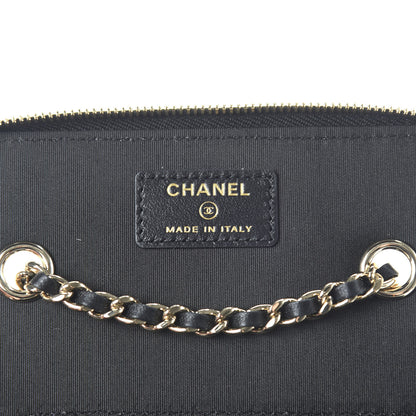 Chanel Raffia Jute Striped Small Vanity Case With Chain Black Beige 8 of 11