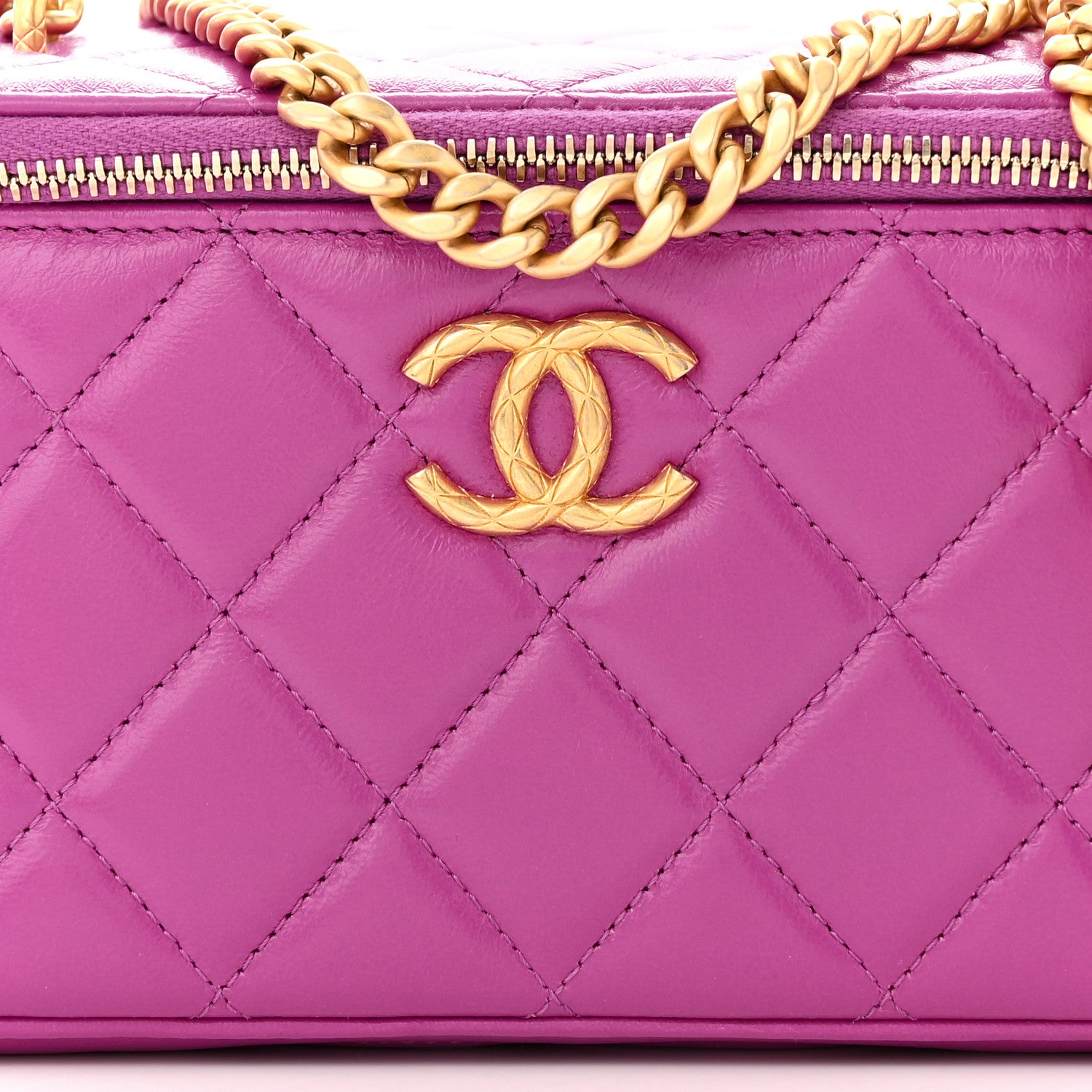 Chanel Lambskin Quilted Small Pillow Crush Vanity Case With Chain Purple 8 of 10