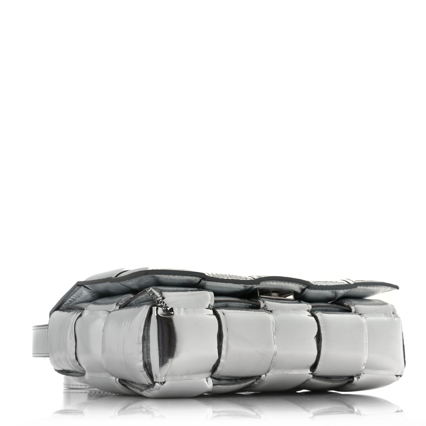 Metallic Lambskin Padded Cassette Crossbody Bag Silver