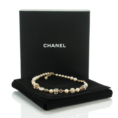 Chanel Crystal Pearl CC Choker Necklace Gold Multicolor 5 of 5