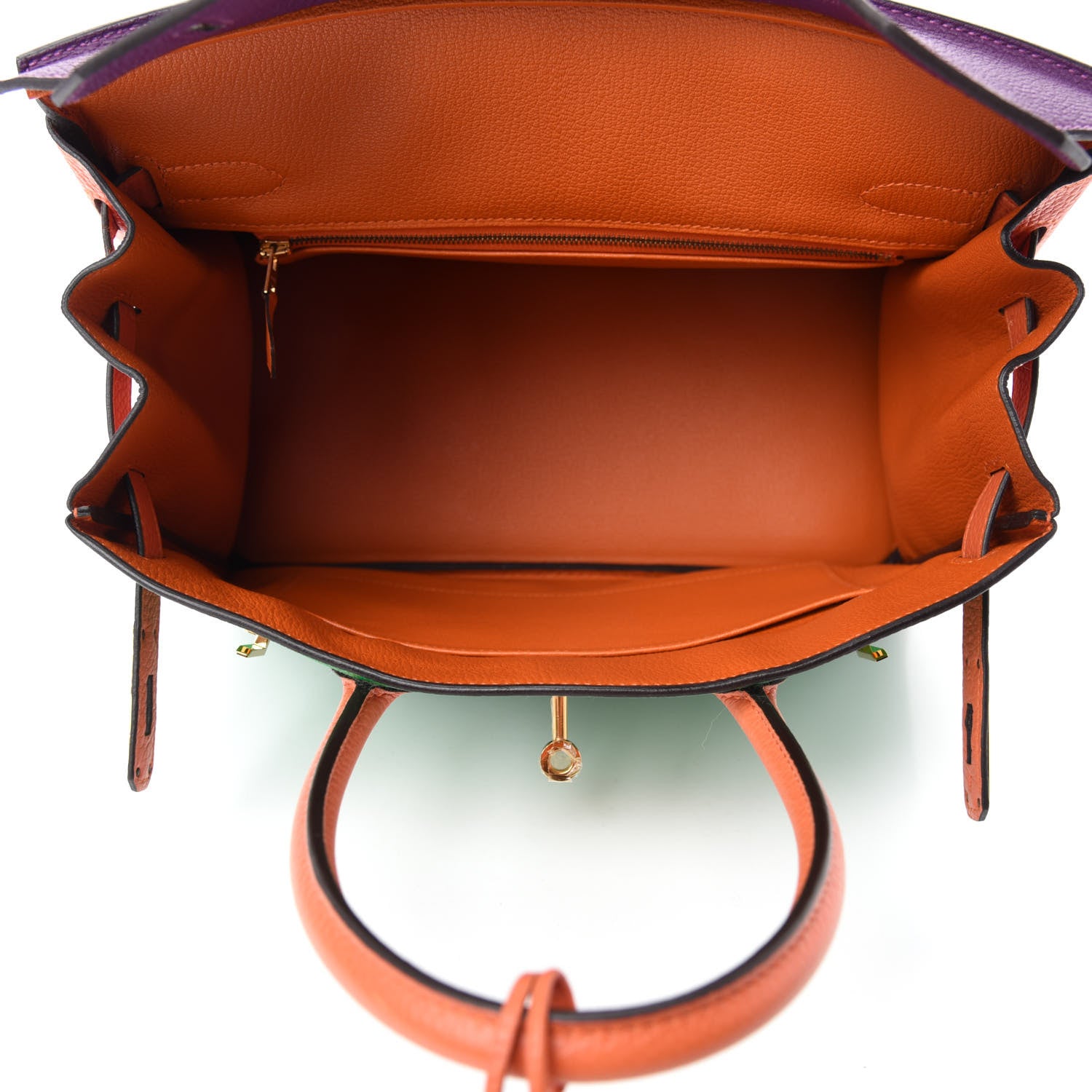 Hermes Togo Horseshoe Birkin 30 Anemone Bambou Orange 5 of 11