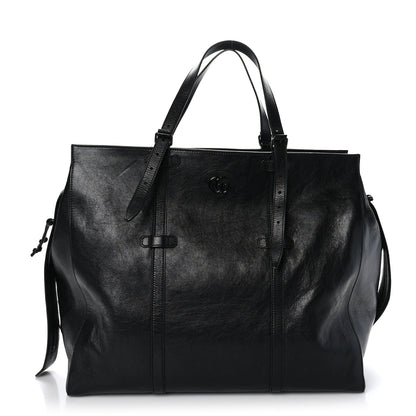 Gucci Calfskin Monochrome Medium Double G Tote Bag Black 1 of 10