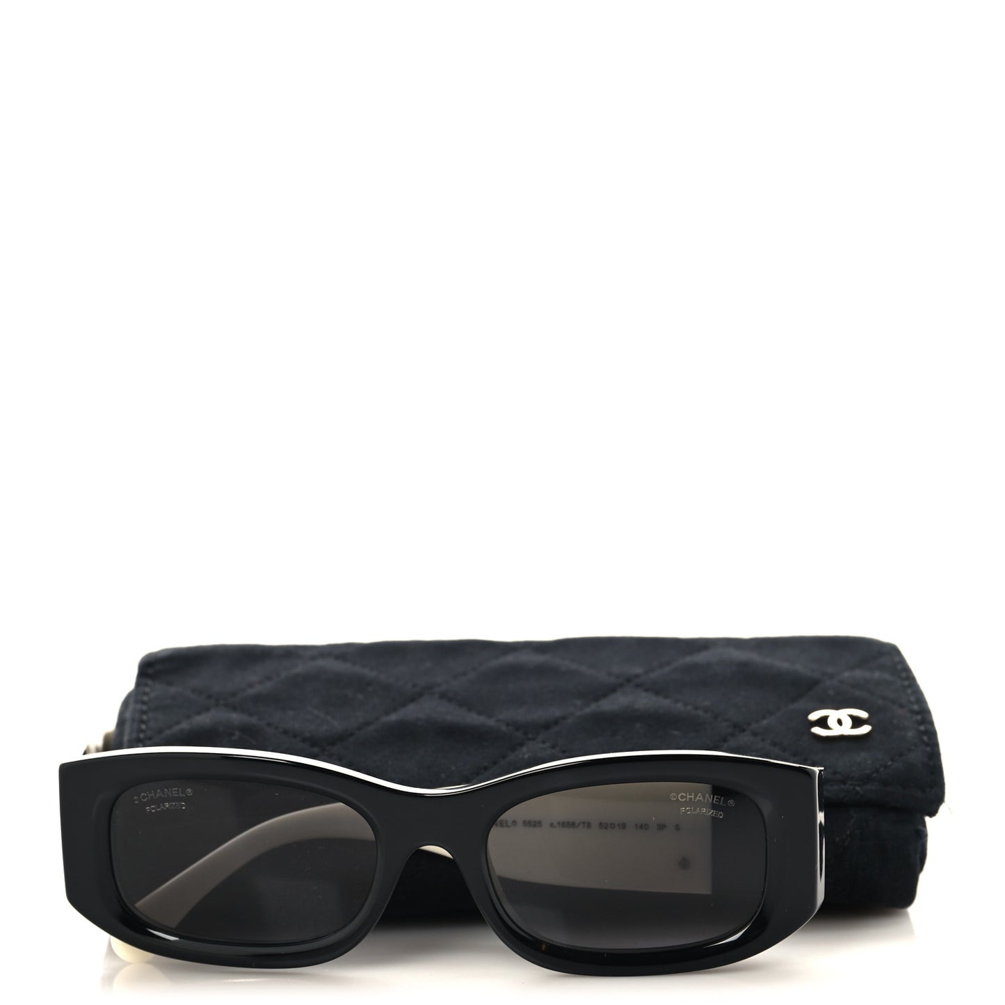 Acetate Rectangle Sunglasses 5525 Black White