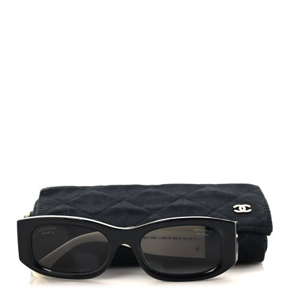 Chanel Acetate Rectangle Sunglasses 5525 Black White 7 of 7