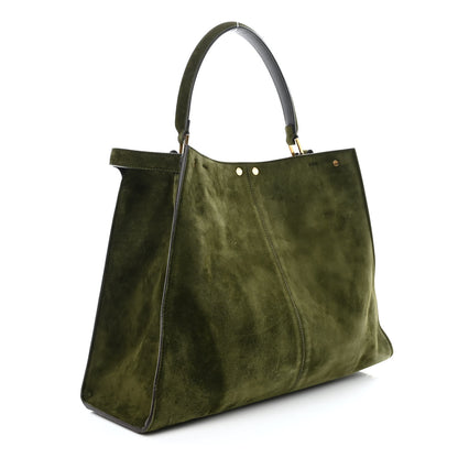 Fendi Camoscio Glazed Fabric FF 1974 Large Peekaboo X-Lite Amazzonia Mogano Panna 3 of 10