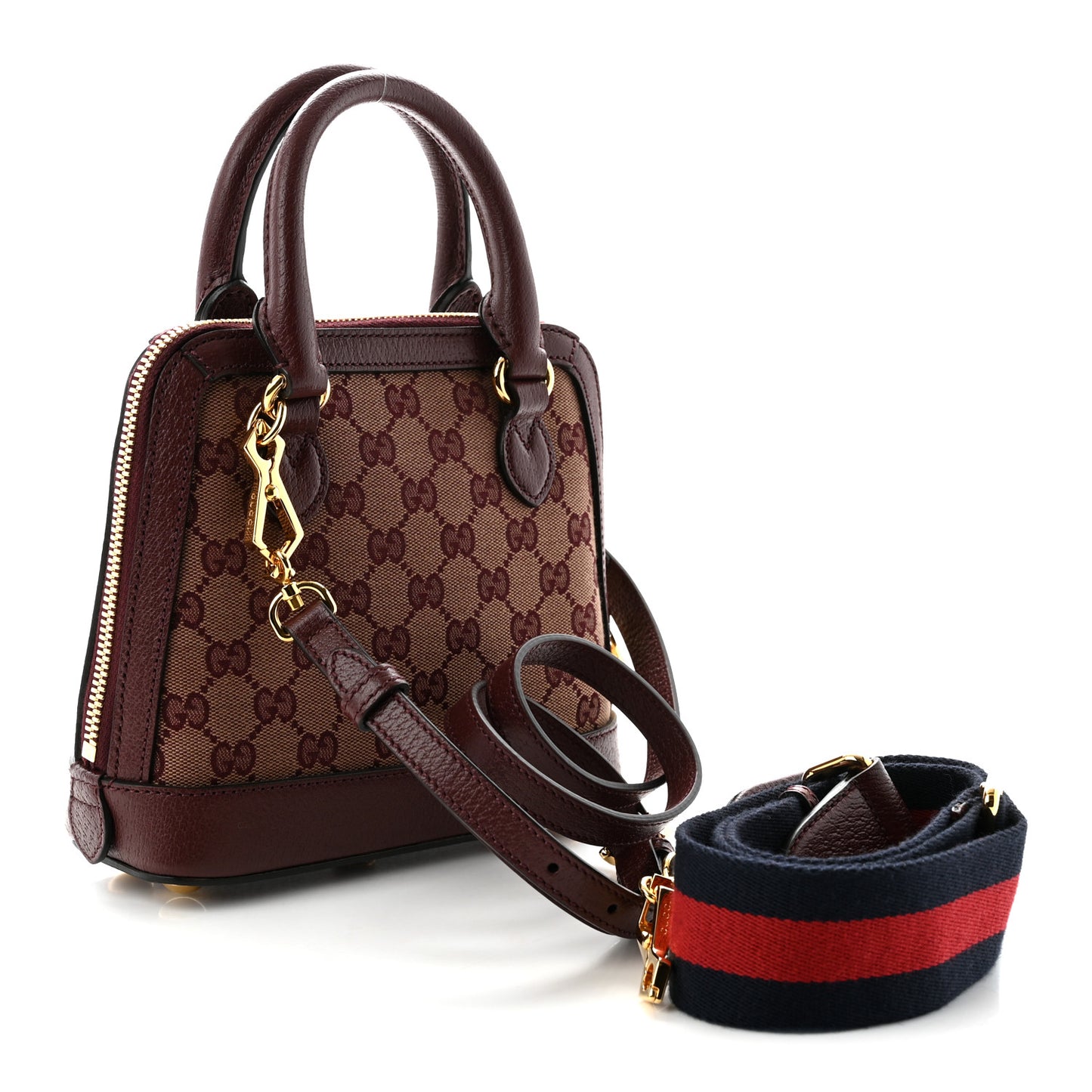 Monogram Textured Dollar Calfskin Mini Horsebit 1955 Top Handle Bag  Sahara Rubino Chardonnay