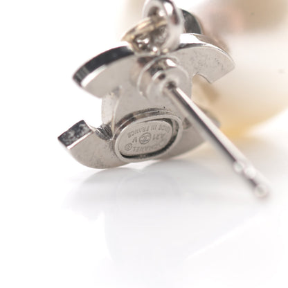 Chanel Crystal Pearl CC Drop Earrings Silver 4 of 6