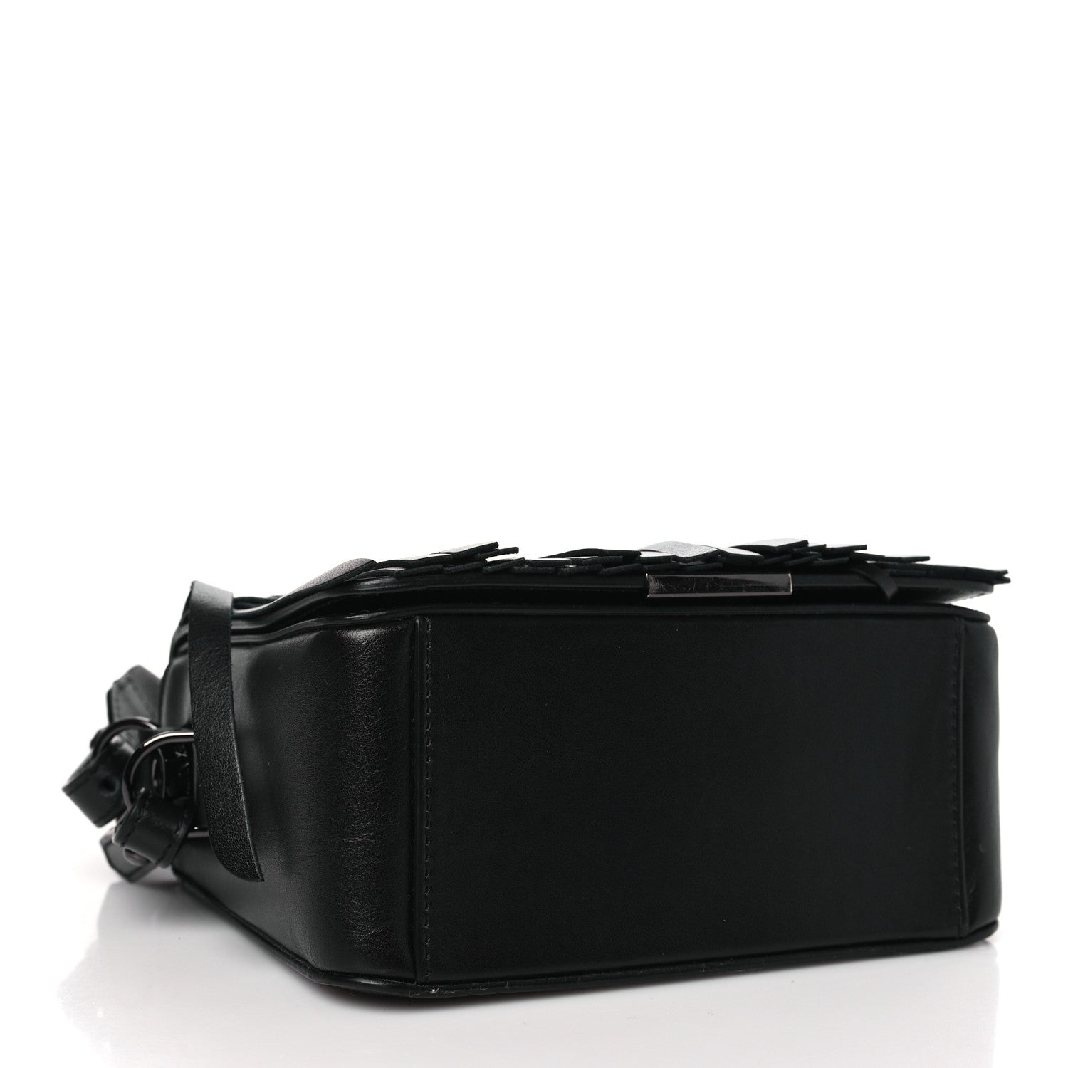 Off-White Calfskin Fringe Binder Clip Bag Black White 4 of 9