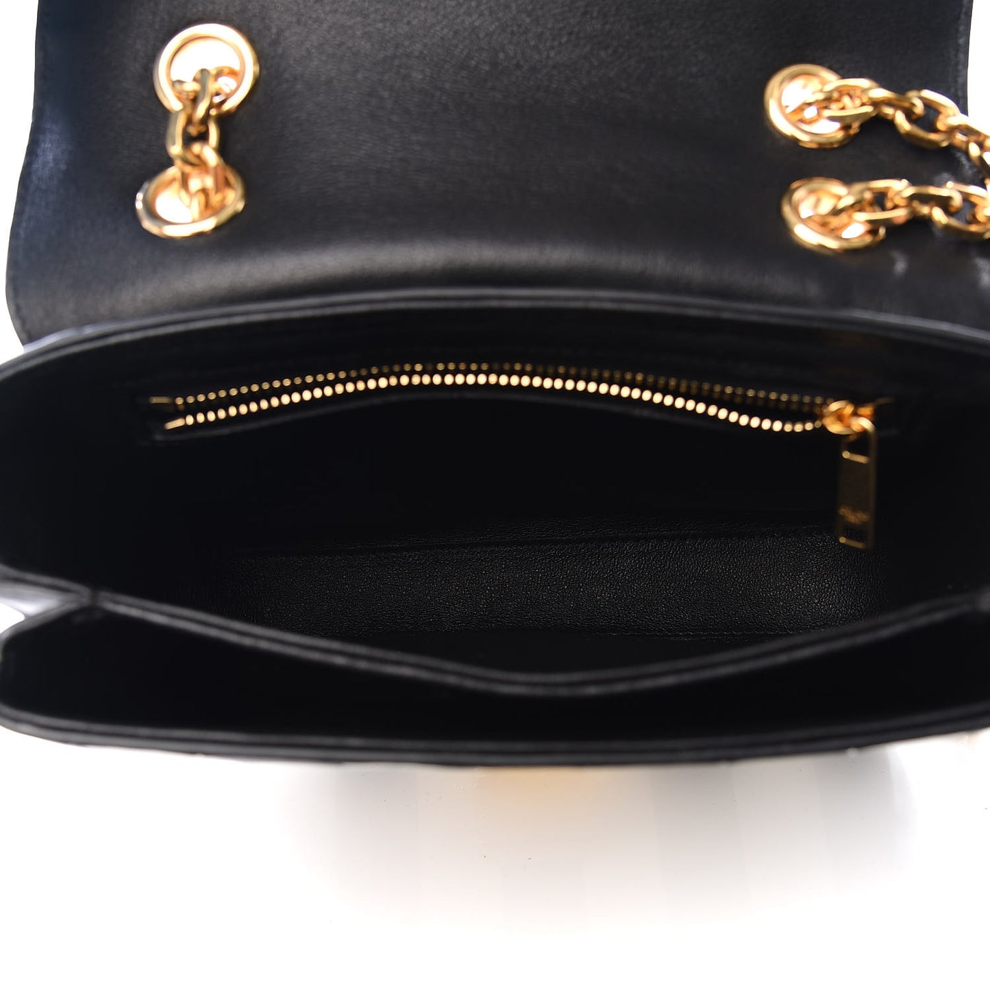 Shiny Calfskin Stripes Small C Bag Black